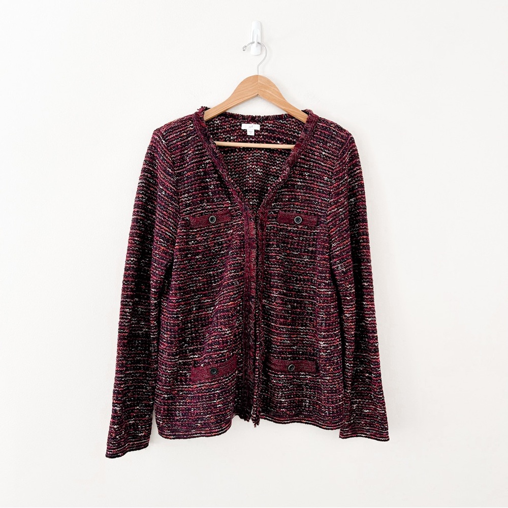 J. Jill Maroon Knit Cardigan